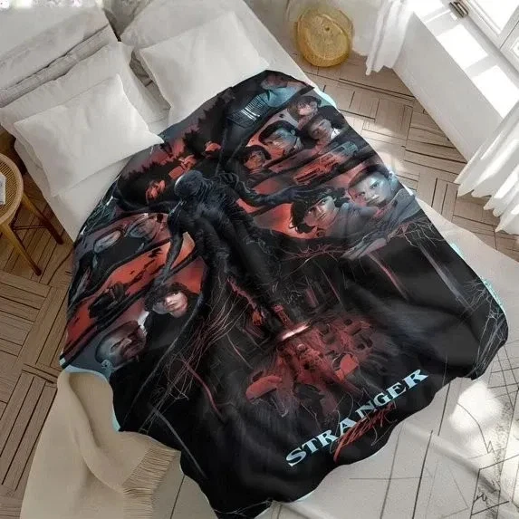 Red Stranger Things Throw Blanket, Ultra Soft Cozy Blanket for Sofa Bed Travel
