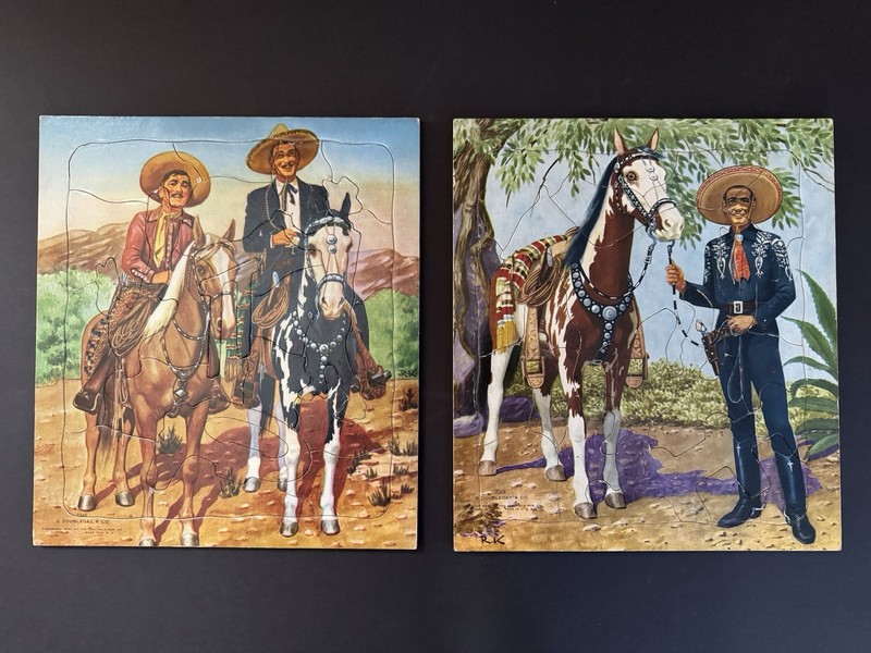 Doubleday & Co #7348 Cardboard SAALFIELD PUB Co. Vintage Western Puzzle Lot Of 2