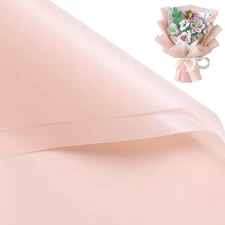 20 Sheets Flower Wrapping Paper - 22.4 x 22.4 inch Pure Pastel Pink Water-Resist