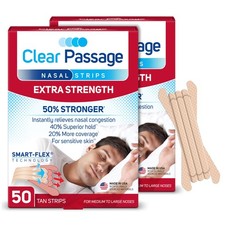 Clear Passage Nasal Strips Extra Strength, Tan, 100 Count  Works Instantly t...