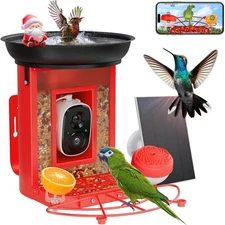 Bird Feeder with Camera, 2K Birds Camera with 3-in-1 Feeding, Drinking, and B...