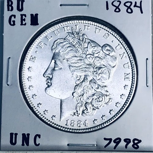 1884 BU GEM MORGAN SILVER DOLLAR UNC MS+++ U.S. MINT RARE COIN 7998