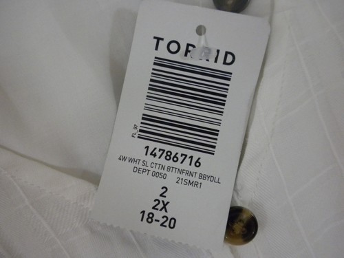 Torrid Tank Top 2X Size 2 White Babydoll Cotton Crochet Inset Tiered NWT - Picture 8 of 12