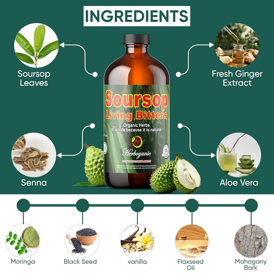 Soursop Living Bitters — натуральное средство с мощными корнями и травами — детокс-пищеварительное средство - Изображение 3 из 4