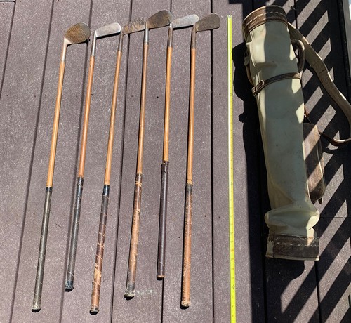 Vintage Golf Clubs & Bag Caddie Canvas Office Home Lodge Cabin Decor Vacation - Picture 5 of 7