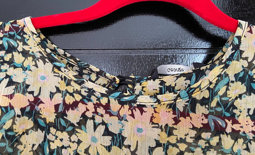 Women's George Chiffon Sheer Floral Green Lime Long Sleeve Box Blouse Size 22 - Picture 2 of 8