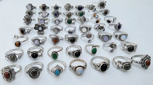 Lotto anelli 500 pezzi argento 925 placcato anelli di design ~ anelli boho ~ regalo di Natale ~ - Foto 2 di 10