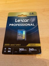 Lexar® PROFESSIONAL 64GB SDXC UHS-II 2000x 300MB/s V90 U3 C10 4K
