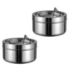 2x Aschenbecher mit Deckel Windascher Klappdeckel Windaschenbecher Metall chrom