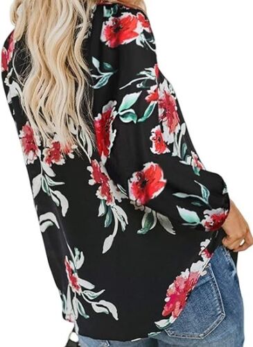 Eytino Womens Plus Size Hoodie Tops Casual Floral Print Long Sleeve Drawstring - Picture 2 of 3