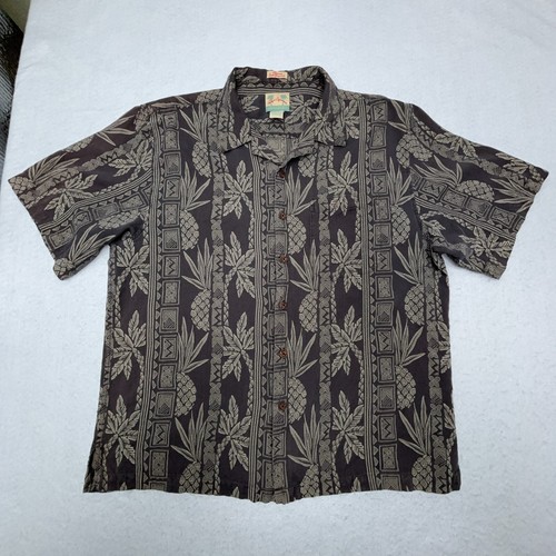 Reyn Spooner Mens XL Shirt Regency Silk Jacquard Hawaiian Button Up Pineapple - Picture 2 of 7