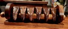 Vintage Set Of Six Wooden Hand Carved Elephant Napkin Rings With Display Holder