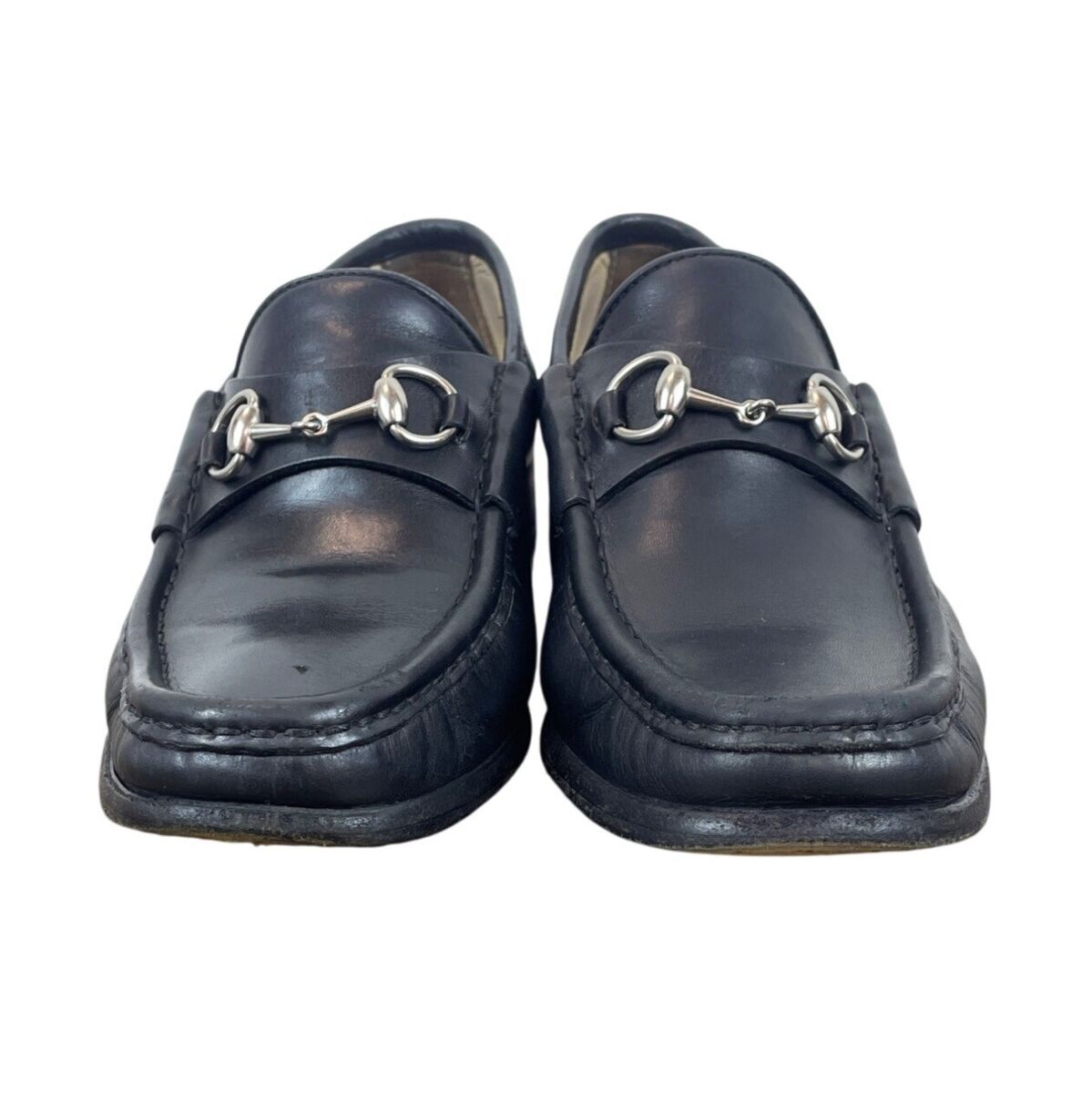 Vtg Gucci Black Leather Mocassino Pelle Mors Vit Bulgaro Vtg Gucci Black Leather Mocassino Pelle Mors Vit Bulgaro
