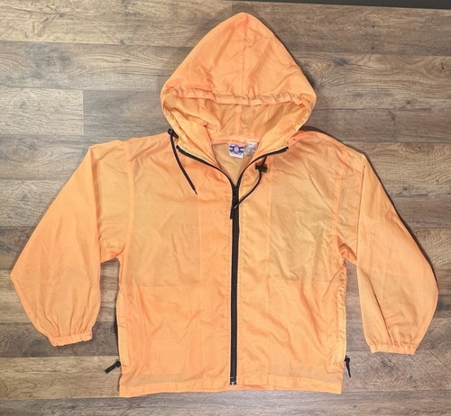 Vintage 80er 90er Windbreaker Jacke Herren klein Nylon leicht neon orange. - Bild 1 von 8