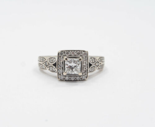 Wunderschön! 2/3 Karat Prinzessin Halo Diamant Verlobungsring - 14k Weißgold - Bild 10 von 12