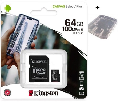 Carte Mémoire Micro Sd Class 10 32 64 GO 128 GO KINGSTON + Adaptateur sd + Etui - Zdjęcie 3 z 6