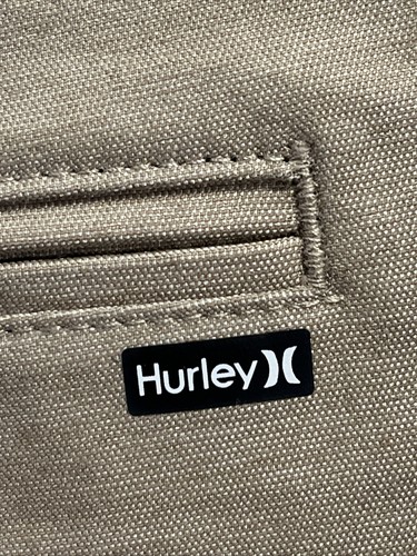 Hurley Shorts Men 48B H2O Dri Breath Hybrid Stretch Flat Front Logo Preppy Khaki - Picture 8 of 16