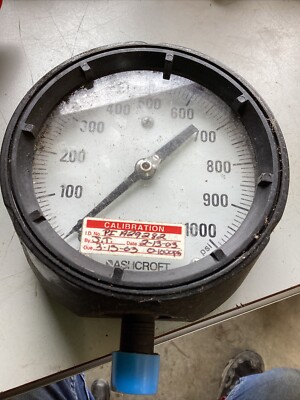 Ashcroft Duragauge Plus Pressure Gauge, 0-1000 PSI, AISI-316 Tube Socket Welded
