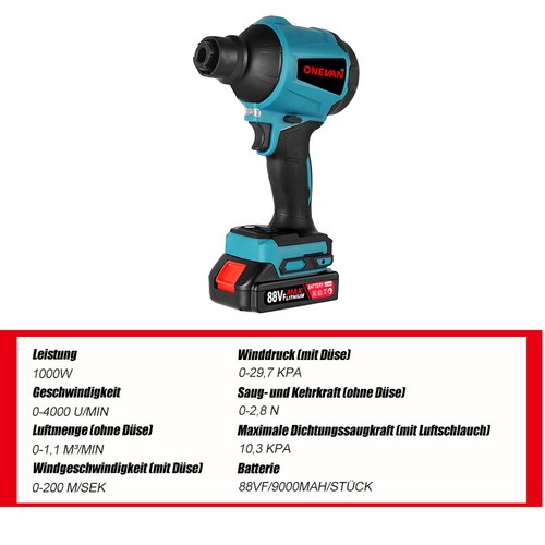 Akku Luftpumpe Staubgebläse Bläser Staubbläser Air Duster Pool Vakuum Für Makita - Bild 2 von 12