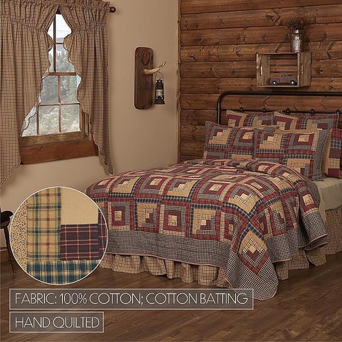 Edredón Millsboro Patchwork Luxury King. Marcas VHC. Borgoña, tostado, azul marino - Imagen 3 de 3