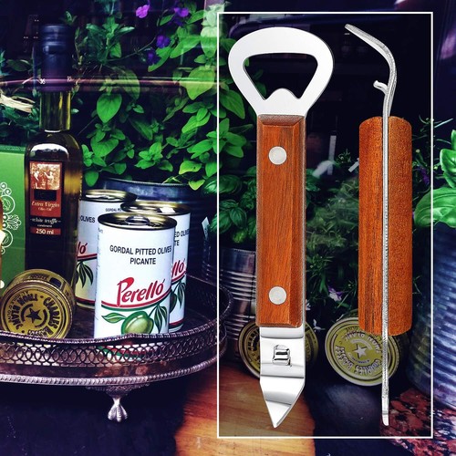 2 Pack Manual Handheld Bottle and Can Openers with Wooden Handle for Beverages - Picture 2 of 7