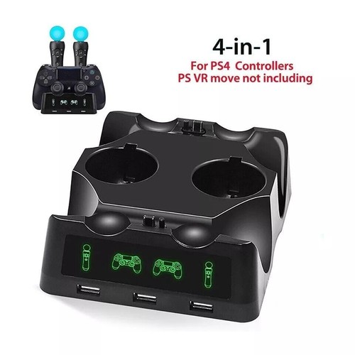 4 in1 Controller Charger Dock Station Stand LED For PlayStation PS4/MOVE/PS4 VR - Picture 3 of 14