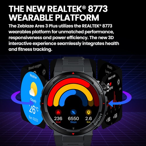 Zeblaze Ares 3Plus Uhr für Herren Damen 1,48" Display Smartwatch O7K1 - Bild 10 von 12