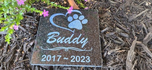 Pet Stone, Memorial, Grave Marker granite Plaque, Headstone Dog cat Memorial 6x6 - Picture 5 of 5