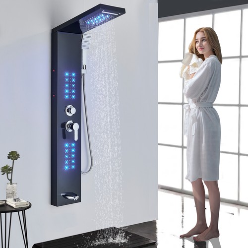 Duschpaneel Edelstahl LED Wasserfall Regendusche Massage Duschsäule Duscharmatur - Bild 84 von 220