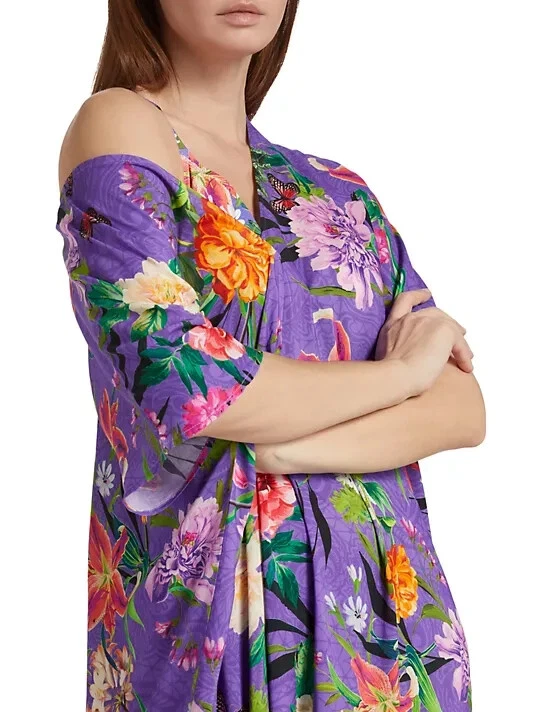 NUEVO CON ETIQUETAS - Vestido de Encubrimiento Traje de Baño Plisado Johnny Was 'Orchid Goza', Multi - Pequeño Foto 2 de 3