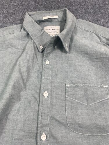 Lucky Brand Shirt Mens Medium Long Sleeve Gray Denim Saturday Stretch Button Up - Picture 5 of 15
