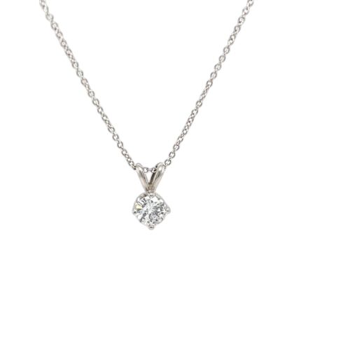 18ct White Gold Diamond Pendant Set With 0.65 Round Diamond - Picture 3 of 6