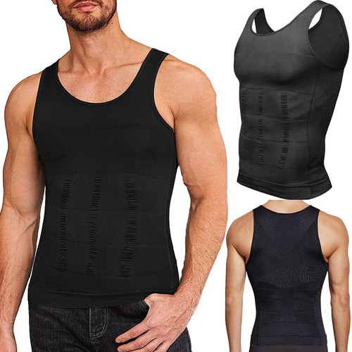 Herren Hi-Kompression Shirt Gynäkomastie Weste Abnehmen Body Shaper Unterhemd Tops - Bild 13 von 19