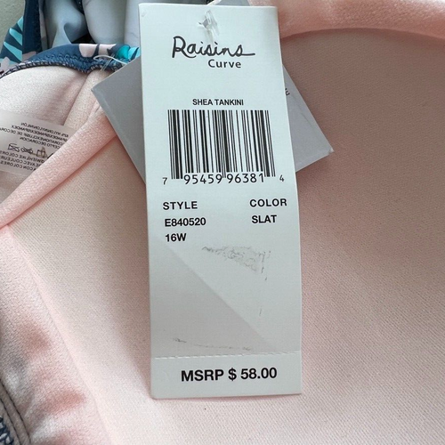 Stylish Ladies swimwear Size 16W Raisins Curve Haleiva Shea Tankini Top - Picture 7 of 7