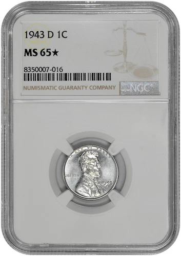 1943 D 1c Lincoln Steel Wheat Cent NGC MS 65 Star with Proof Like Obverse