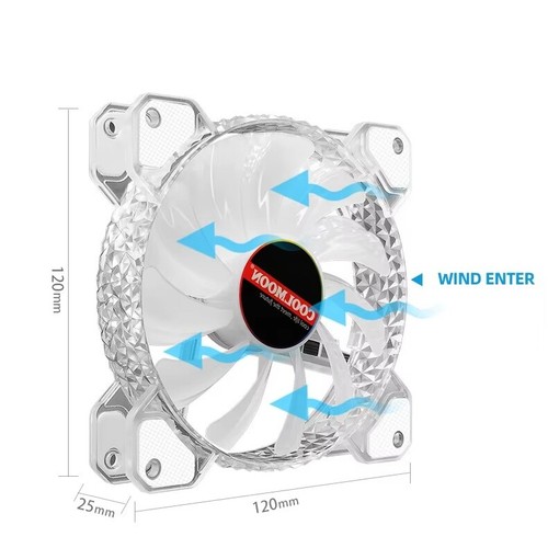 2PCS COOLMOON Computer Case Fan ARGB Async PWM Silent PC RGB Cooling Fan 120mm - Picture 12 of 19
