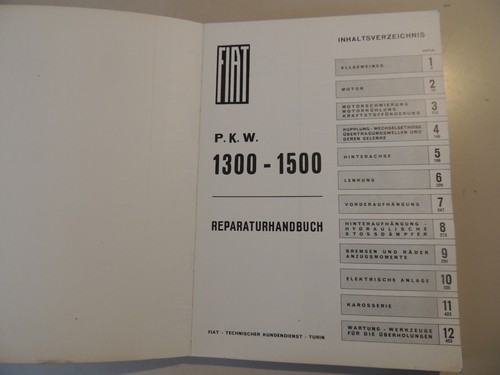 Fiat 1300 1500 Limo Kombi  Werkstatthandbuch Wartung Reparatur 03.1963 - Bild 3 von 12