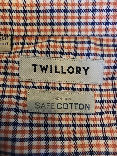 Twillory Dress Shirt Mens 16.5 36/37 Button Up Non Iron Safe Cotton Tailored Fit - Picture 2 of 15