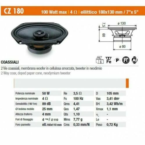 Ciare CZ170 CZ180 Kit 4 casse Lancia Y >03 Fiat Multipla Connett Ante/Post Auto - Foto 7 di 8
