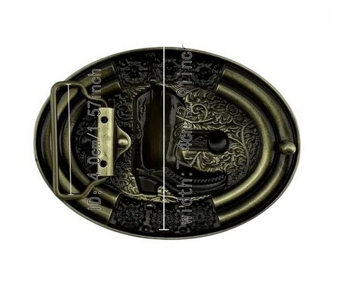 Hebilla de cinturón estilo bota de country vaquero de acero bronce y perlas. - Imagen 3 de 3
