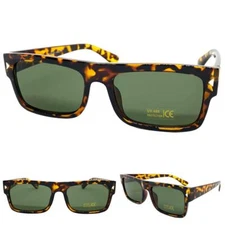 Classic Vintage Retro Hardcore Style SUNGLASSES Square Tortoise Frame Green Lens
