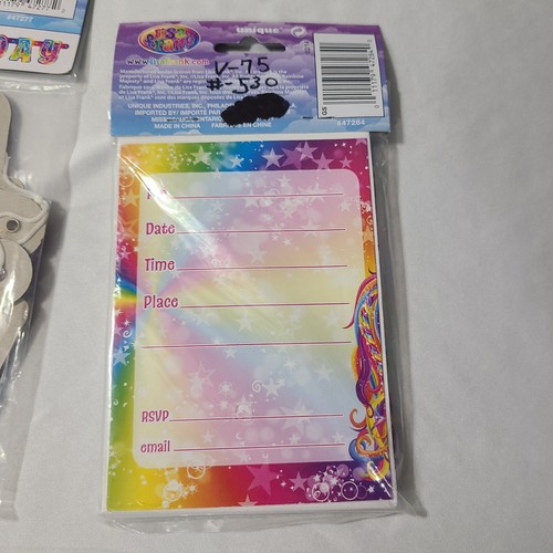 RARE Lisa Frank Rainbow Majesty Unicorn Party Tablecloth Invitations & Banner - Picture 5 of 8