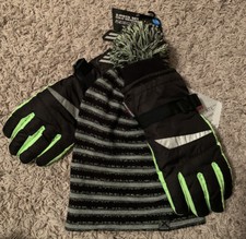 Set Of Gloves And Hat, Youth L/XL, 3M Thinsulate, Zero Xposur, Black/Green