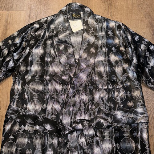 NOS Vtg 60s 70s Robe Jacket Mens Playboy Hugh Hefner Smoking Kimono Acetate NEW - Picture 9 of 19