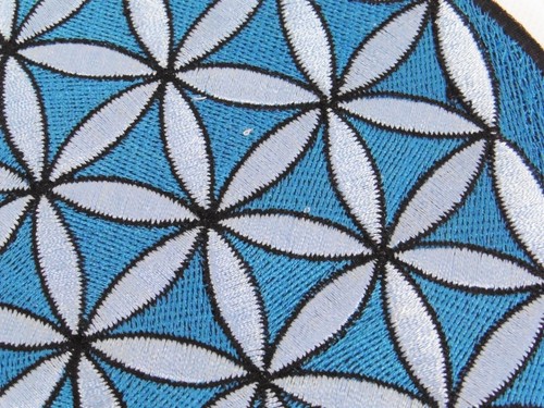 Round Sew On Patch Nepalese Embroidered 20.5 cm Flower of Life - Various Colours - Picture 47 of 48