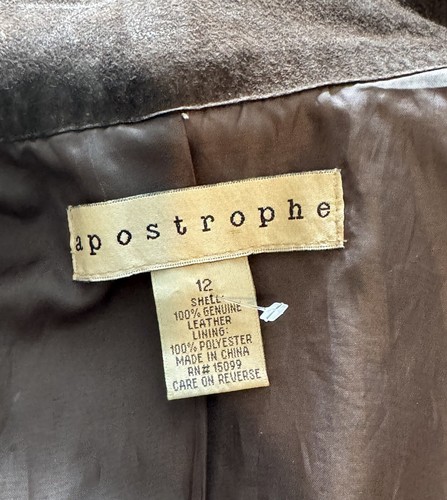 VTG Apostrophe Women’s Brown 100% Soft Genuine Leather Jacket Size 12 Button Up - Picture 5 of 5