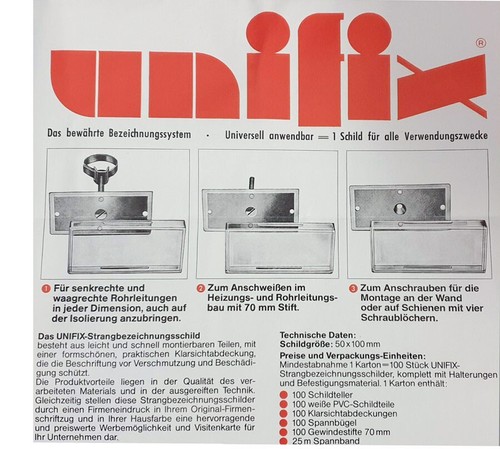 10x SET BESCHRIFTUNGSYSTEM SCHILDER HEIZUNG SANITÄR WASSERLEITUNG UNIFIX NEU - Picture 6 of 6