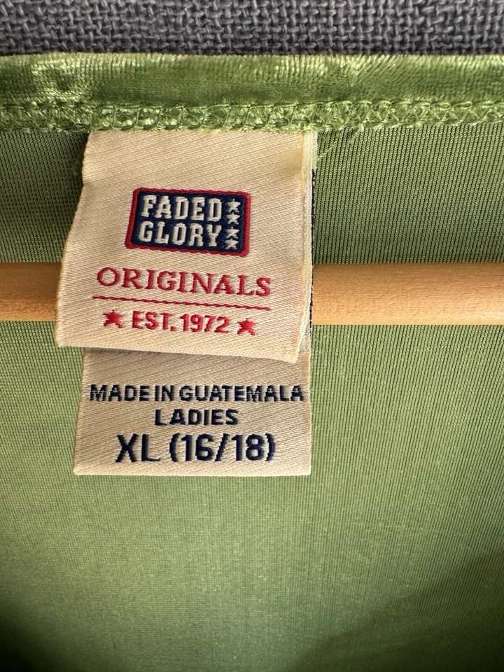 Camisa Gloria Desteñida Mujer XL Terciopelo Verde Encaje Cuentas Hada Boho Phoebe Buffay Y2K Foto 3 de 4