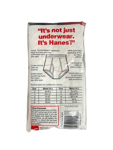 vintage hanes 3-pack boys briefs underwear size 8 deadstock NIP 1987 NOS kids - Picture 3 of 4