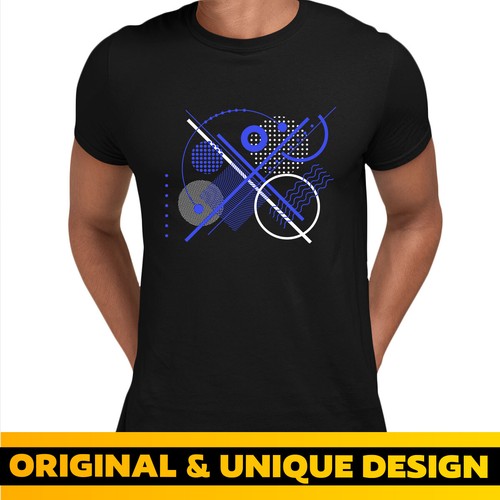 Abstract Geometric ElementsArt Tshirt Mixed Background Modern Novelty Crew Neck - Picture 5 of 28
